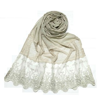 Limited Stock - Designer Diamond Studed Stole | Cream